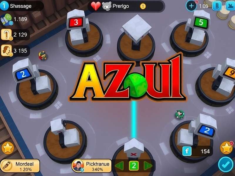 Azul board game setup with colorful tiles