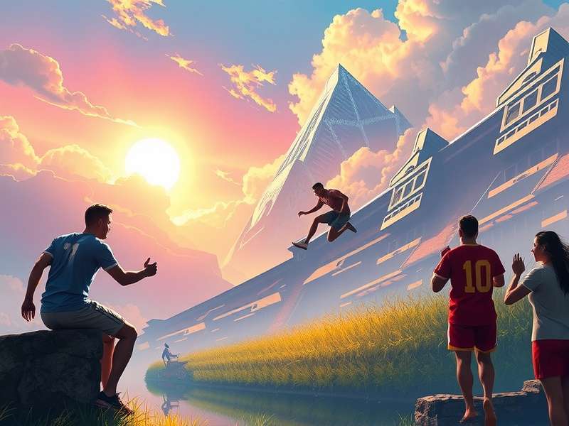 A vibrant aerial view of an Azul airlines plane flying over coastline with mosaic tile pattern overlay