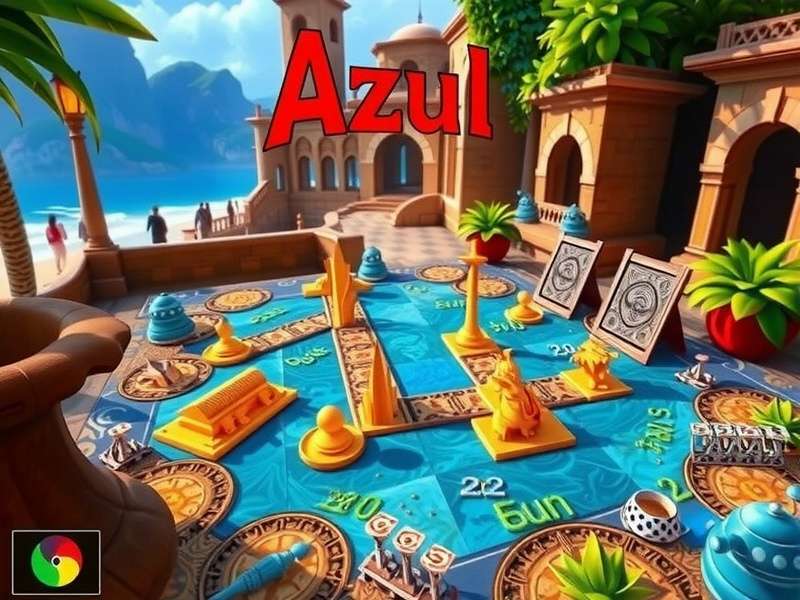 Screenshot of Azul digital board game interface showing colorful tiles and player boards