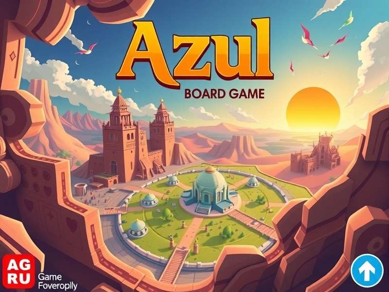 Azul board game components spread out on a table showing colorful tiles and player boards