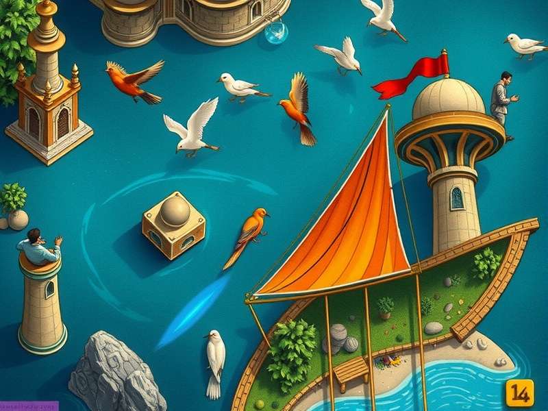 Close-up of colorful Azul tiles arranged in a pattern wall on a wooden table