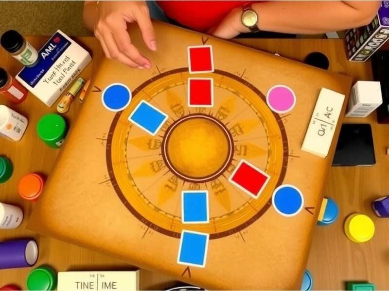 A beautifully set up Azul board game showing colorful tiles and player boards