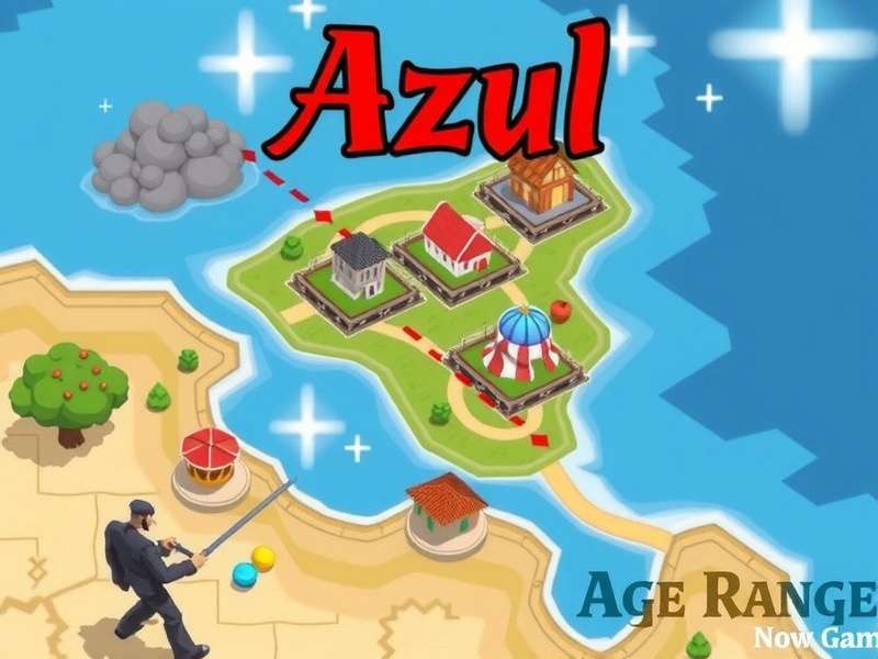 A family gathered around a table playing Azul, showcasing the tile-laying gameplay and vibrant mosaic patterns.